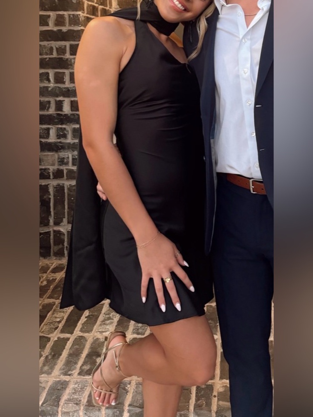 Sky to Moon Black Satin Mini Wrap Dress